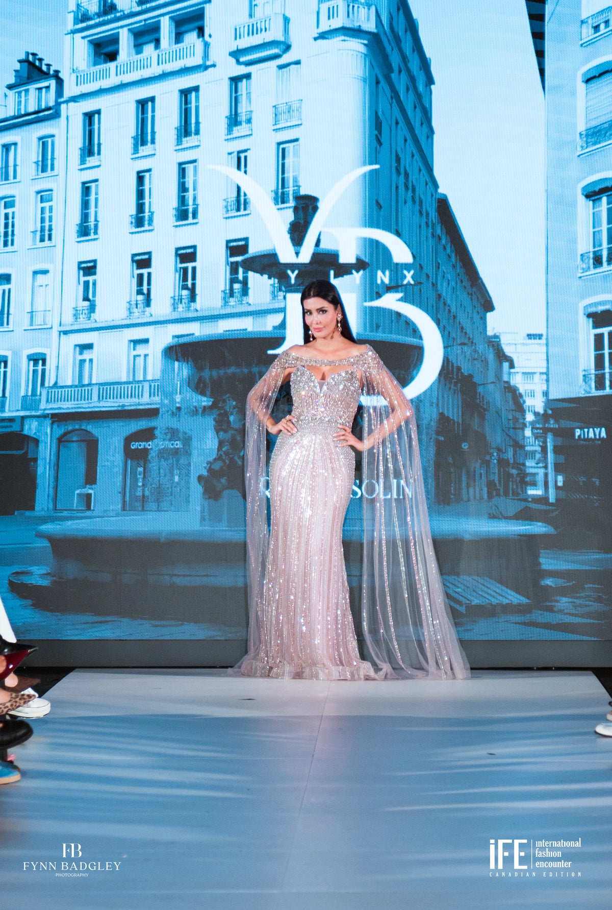 Aria Beaded Cape Gown
